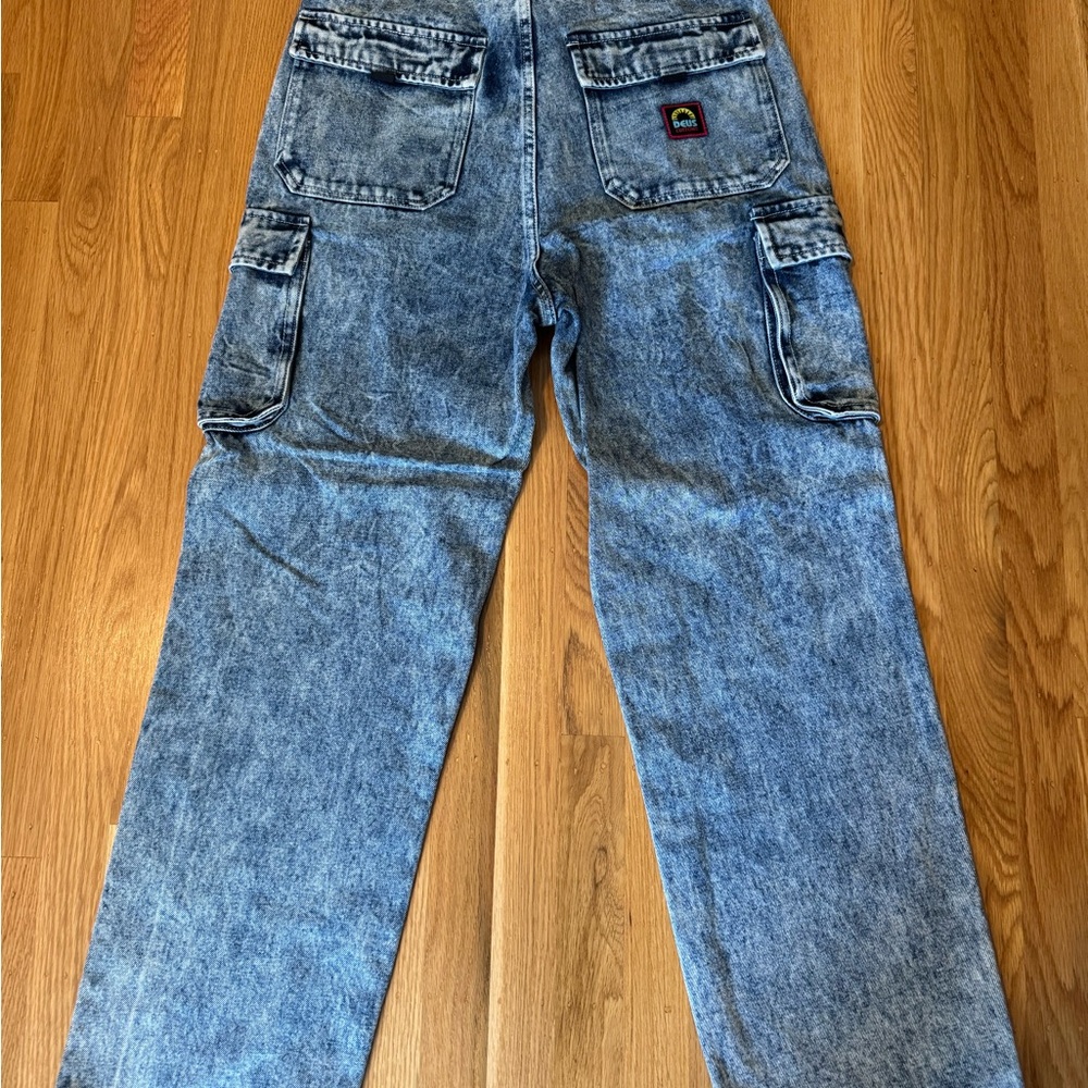 DEUS Customs Light Acid Wash Denim Pants - Blue